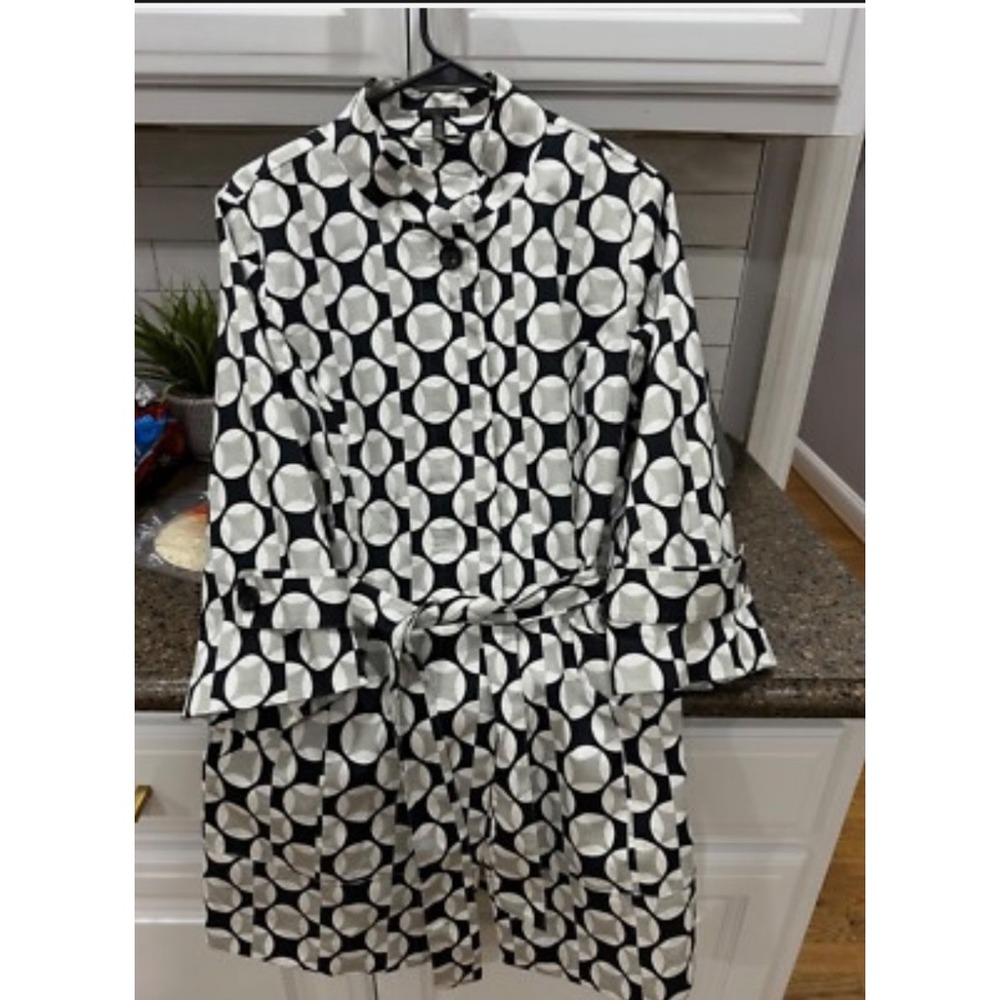 madison polka dot overcoat with belt women's medium